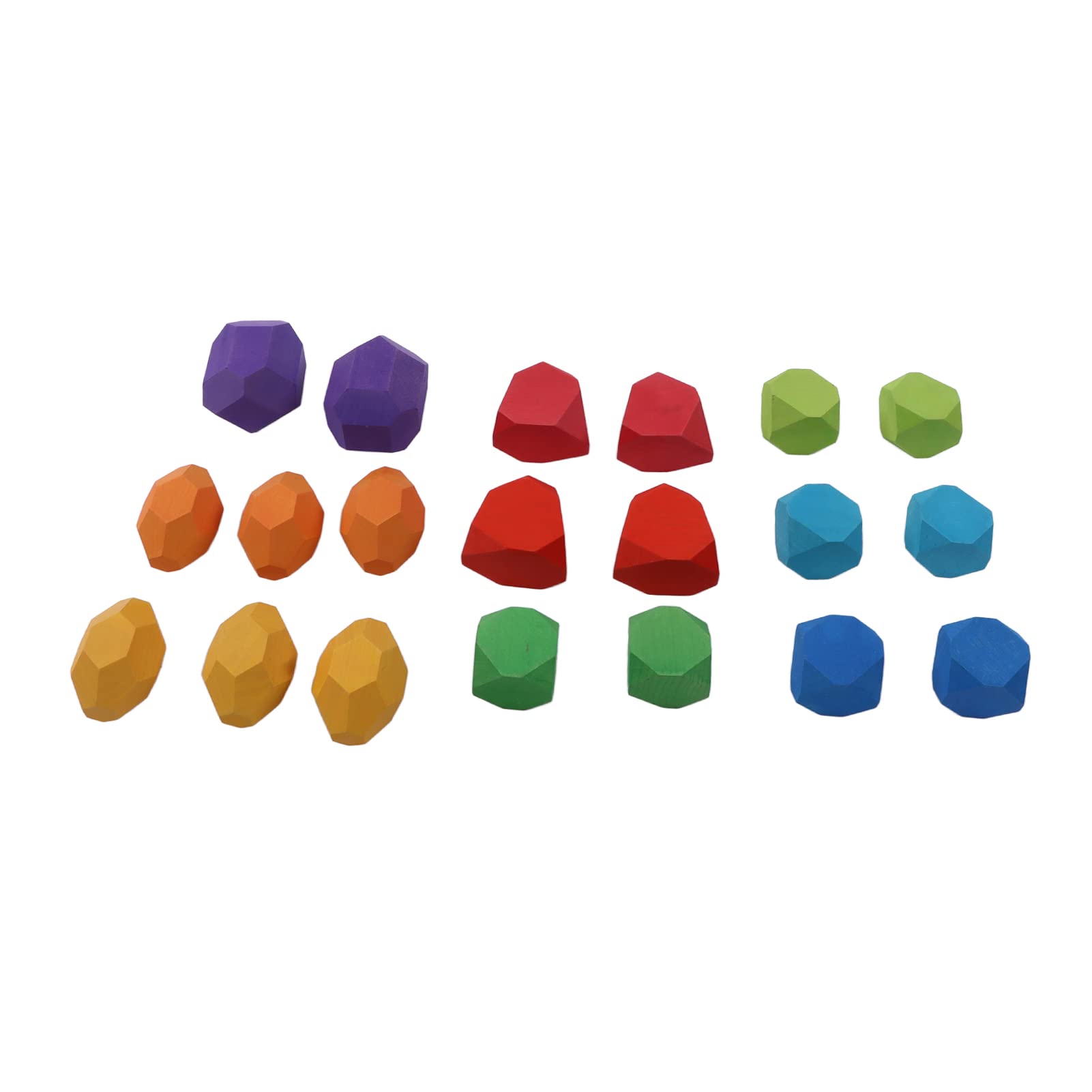Bloques Apilables de Piedra de Colores de Madera para Niños, Diseño Educativo de 360°, Material para Niños, Rojo, Morado y Amarillo