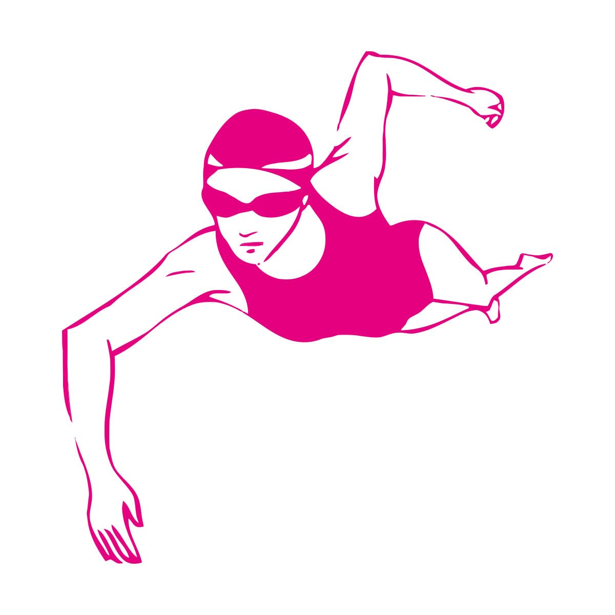 Vinyl Art Sticker Swimmer Woman Sports Swimming 81x84.6cm Removable Without Leaving Glue Extra Large Rosered