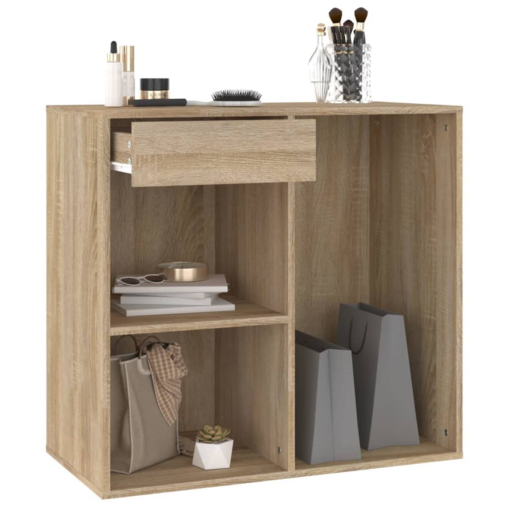 Générique Kosmetikschrank, Sonoma-Eiche, 80 x 40 x 75 cm, aus Holz, Aufbewahrungsmöbel mit Schublade und Fächern für Make-up und Zubehör