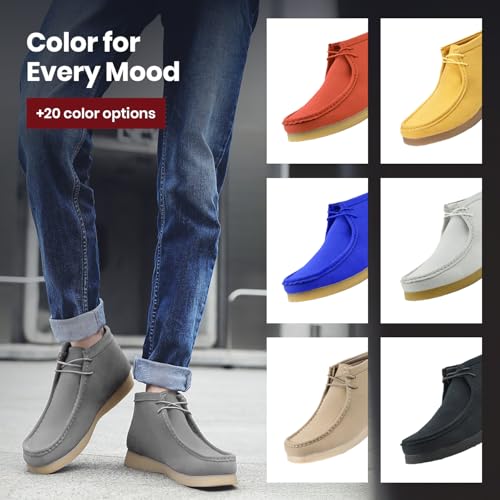 Image of Amali Casual Chukka Boots for Men, High-Top, Lace Up Suede Men's Shoes, Desert Boots with Crepe Rubber Sole