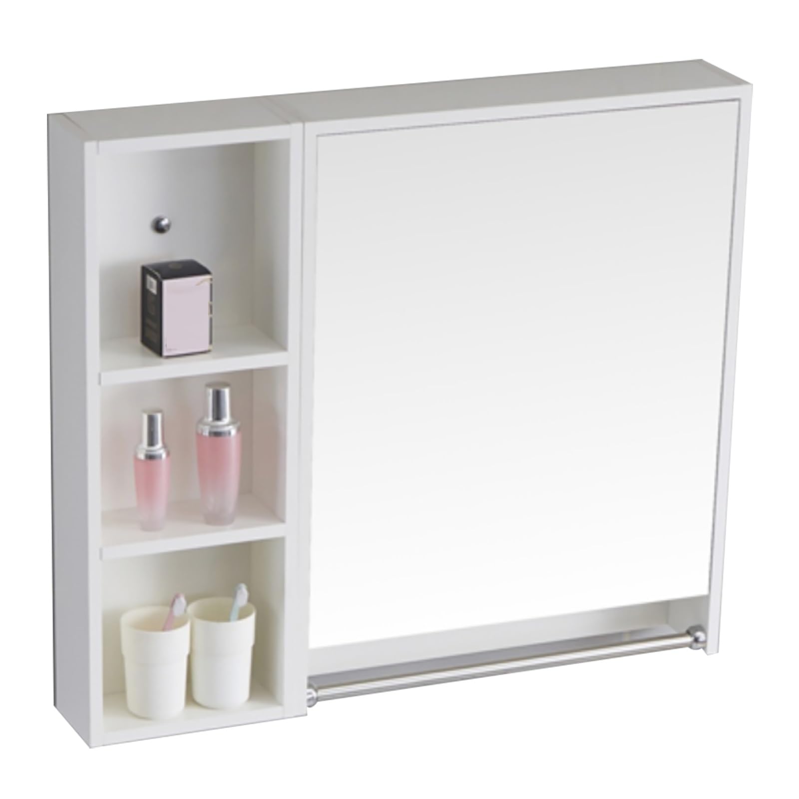 Generico mobiletto del Bagno,Armadietto da Parete per Bagno, armadietto per medicinali in Legno sopra la Toilette con ripiano, armadietto a Parete con Ante a Specchio, con portasciugamani per Bagno W