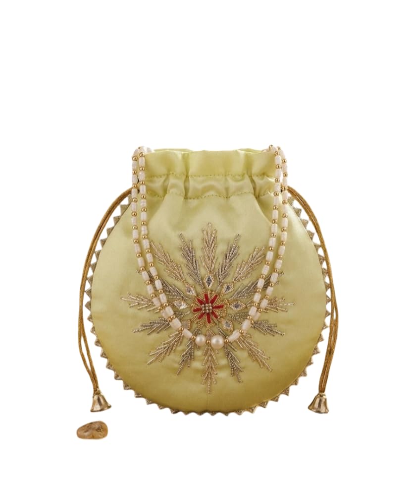 Luxury Women’s Potli Bag Premium Silk with Embroidery & Pearl Handle | Ladies Purse Handbag | Stylish Potli dbag for Women | Drawstring Clutch Purse for Wedding, Festive, Party-image-47