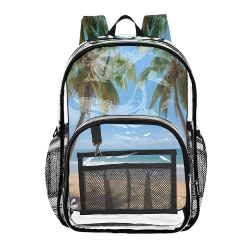 Beautiful Tropical Beach Clear Backpack - Stadium Approved Large 15.7-inch Waterproof Transparent Bag for Sports, Concerts, Work, Travel#5