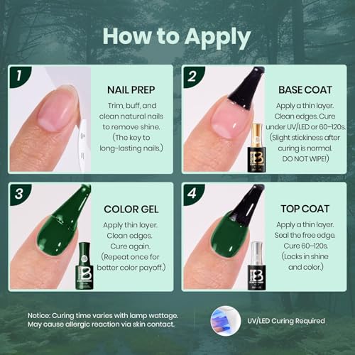 Image of Beetles Green Gel Polish Set - Forest Fog Shade, Pastel Green Gel Nail Polish Set 6 Colors, Same Color Bottle - Stay Shining, Soak Off UV Lamp St. Patrick's Day Nail Art, Manicure Salon Spring Nails