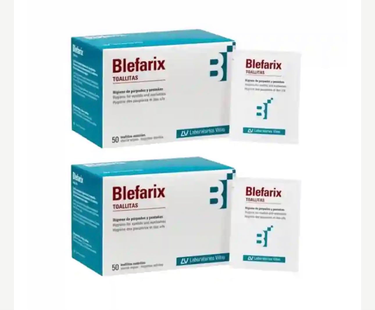Blefarix 50 Toallitas Pack de 2 | Total 100 Toallitas Unidosis Estériles | Higiene de párpados, borde palpebral y pestañas |