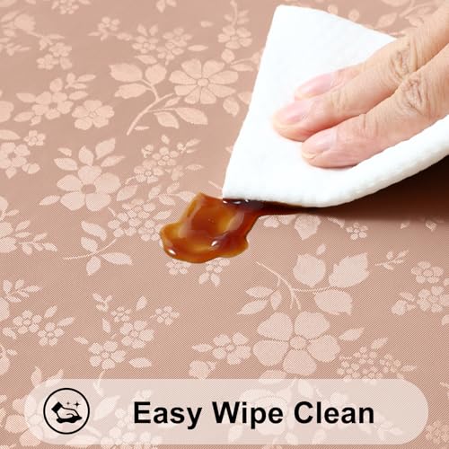 Image of Smiry Rectangle Table Cloth, Waterproof Heavy Duty Vinyl Tablecloths, Wipeable Washable Table Cover for Kitchen and Dining Room (Tan, 60 inch X 102 inch)