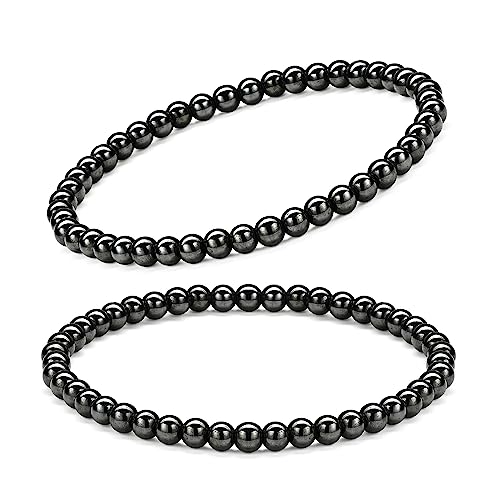 EUMENIDES 2 pulseiras magnéticas de hematita para homem e mulher, antiestático, ajustável (6,5 - 7,5 polegadas), íman, magnético