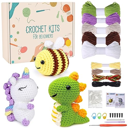 papasgix Beginner Crochet Kit, Complete Animal Crochet Yarn Set