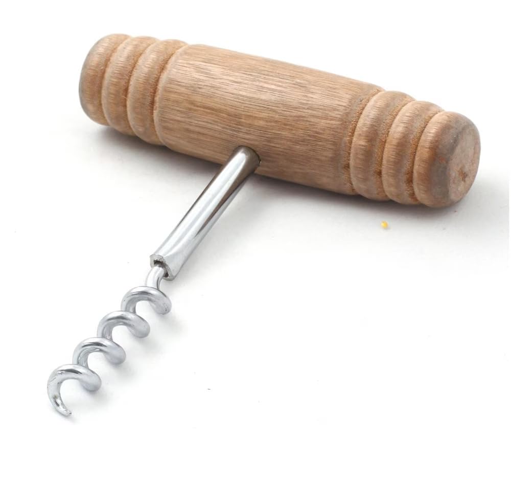 Sakoraware T-Style Corkscrew Steel with Wooden Handle | Waiters Wine Bottle Opener for Bar | Restaurant Pack of 1