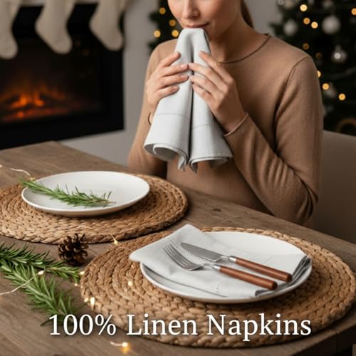 Breling 4 Pack Servilletas de Lino 20 x 20 Pulgadas Reutilizables miniatura 5