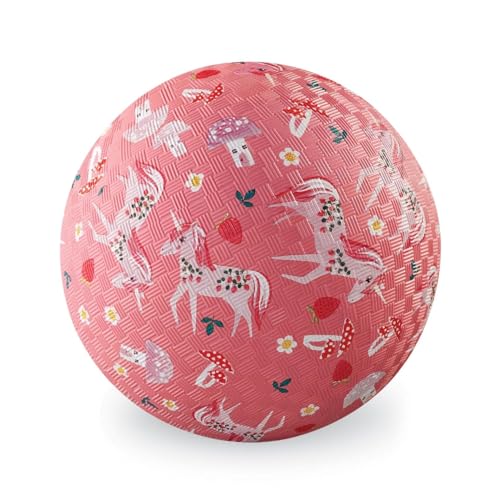 Image of Crocodile Creek Playground Ball - Durable Rubber Ball for Kids Ages 3 and Up - Bouncy Inflatable Ball for Kickball, Indoor Games, and Outdoor Sports - PVC-Free - Unicorn Garden - 5-inch Diameter
