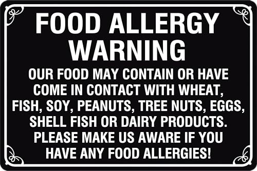 Food Allergy Warning Sign Safety Restaurant Signs Food Truck Signs Good Trouble Allergens Poster Metal Tin Food Allergy Notice Sign 8x12 Inch