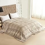 COOVA Oversized King Fleece Blanket 120x120 inches, Soft Cozy Warm Giant Extra Large 10'x10' Blanket for Bed, Sofa, Couch,Travel, Camping, California Huge Flannel Big Throw Blanket, Line Taupe