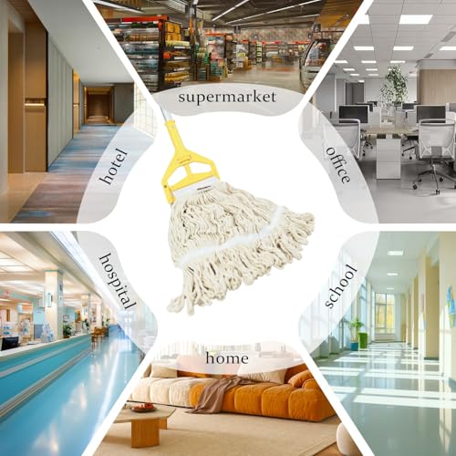 Image of Mop Head Replacement,Commercial Mop Heads,Cotton Washable Industrial Mop Head,6 Inch Heavy Duty Mop Heads,Wet Industrial Cleaning Mop Head for Home,Industrial and Commercial Use Clean(White)