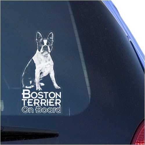 Boston Terrier Clear Vinyl Decal Sticker for Window, Bull Terrier Dog Sign Art Print