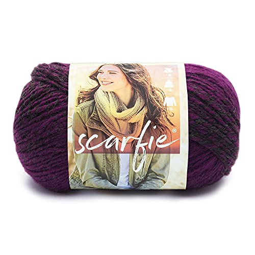 Image of Lion Brand Yarn (1 Skein) Scarfie Bulky Yarn, Charcoal /Magenta