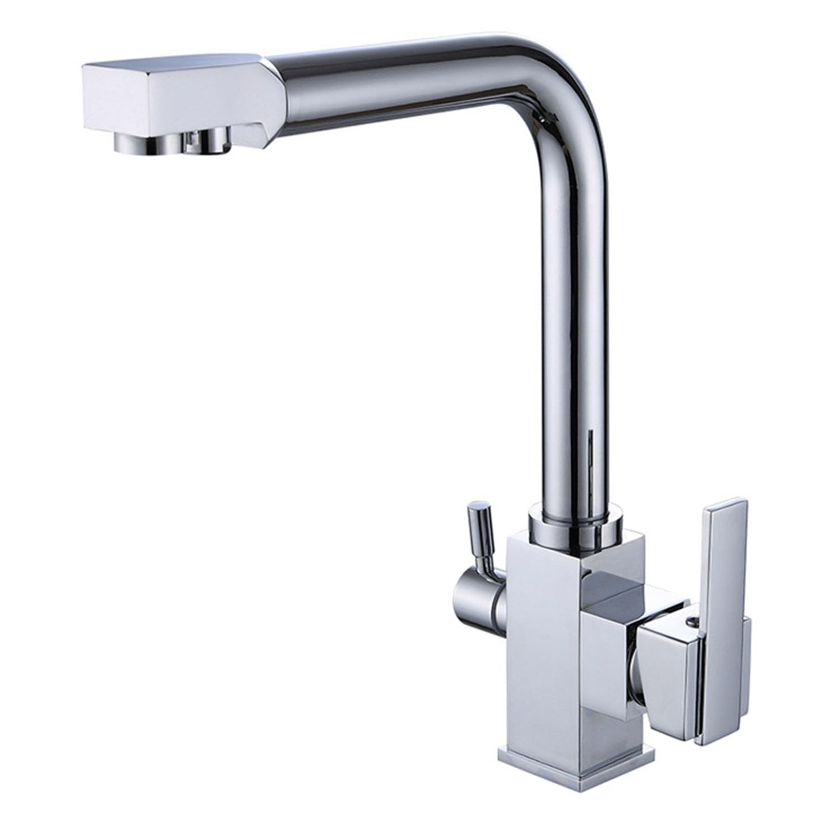 Tap filtre à eau à 3 voies noir ancien LWX : mitigeur de cuisine double levier chaud et froid