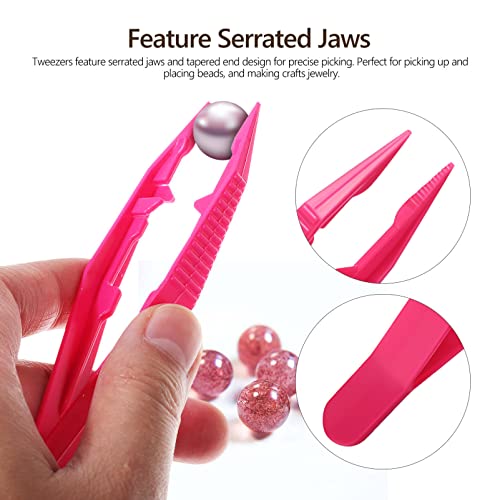 HOMSFOU Plastic Tweezers for Kids 4.33 Inch 20-Pack Children S DIY Craft Tools for Fine Motor Skills and Beads Jewelry Making - Image 4