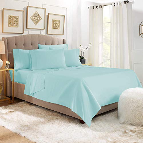 Light Blue Hotel Quality Premium Material 450-TC 100% Egypt Cotton Bedsheet Double Bed Size (82"x102") with 2-Pillow Covers (17"x27")