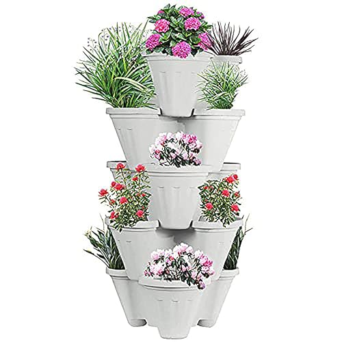 POTS4NATURE 5 Tier Stacking Vertical Flowers Garden Vegetables St...