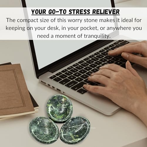 Image of Amazing Gemstone Green Jade Worry Stone Crystals and Healing Stones - Worry Stones for Stress Relief Gifts - Piedra Crystal Fidget for Meditation - Unique Stocking Stuffers and Birthday Gifts