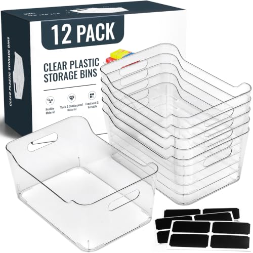 12 PACK Multi-Use Clear Storage Bins, Pantry Kitchen Cabinet Organizer Bins - image 1