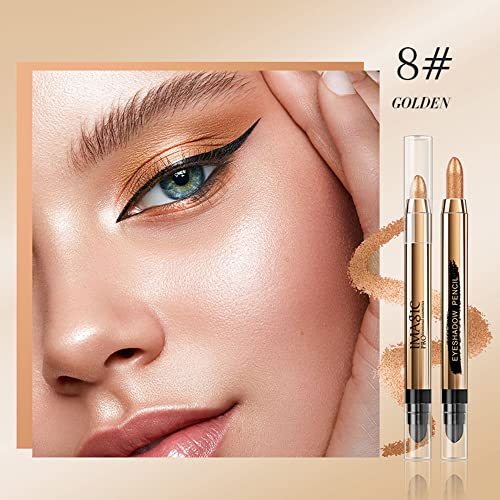 Wismee Cream Eyeshadow Stick, Golden Shimmer Eyeshadow Stick, Gillter Gold Cream Eye Shadow Pencil Crayon, Waterproof Eye Shadow Pen, Brightener Highlighter Makeup Stick, Golden Eye Shadow #TOP1