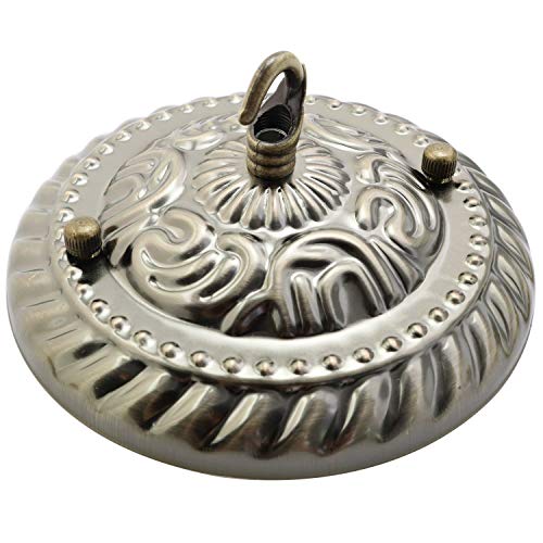 Image of ZYAMY Ceiling Light Plate Lamp Base with Opening Hook and Embossed Pattern Pendant Lighting Accessories with Matching Screw for Pendant Light or Chandelier, Ancient Bronze