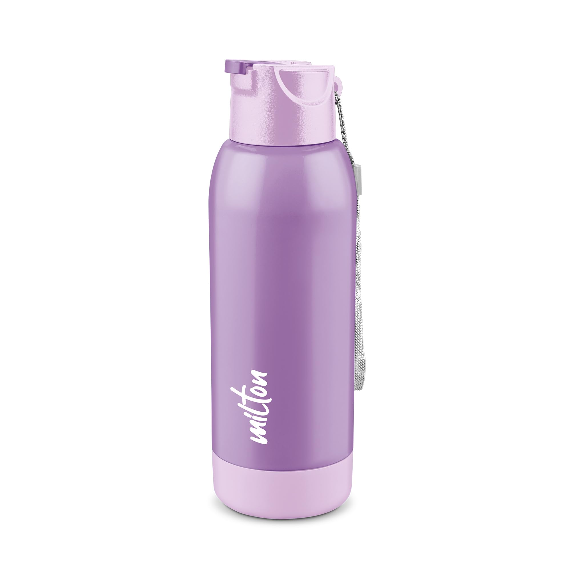Milton Steel Swag 600 Inner Stainless Steel PU Insulated Sipper Water Bottle for Adults, Kids I Leak Proof Flip Top Lid I Easy to Carry I for Office, Gym, School, 540 ml, Lavender-image-9