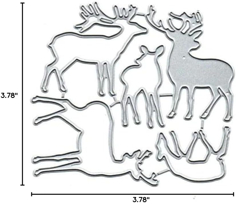5Pcs/Set Christmas Deer Elk Metal Die Cuts Cutting Dies, Christmas Deer Elk Paper Cards Cutting Dies Cut Stencils for DIY Embossing Card Making Book Tags Decorative Paper Dies Scrapbooking