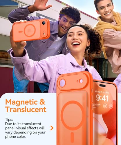 Image of CANSHN Magnetic Compatible with iPhone Air Case(6.5 Inch), Upgraded [Full Camera Protection] [Compatible with Magsafe] [Translucent Matte] Shockproof Phone Cover for iPhone 17 Air Case,Orange