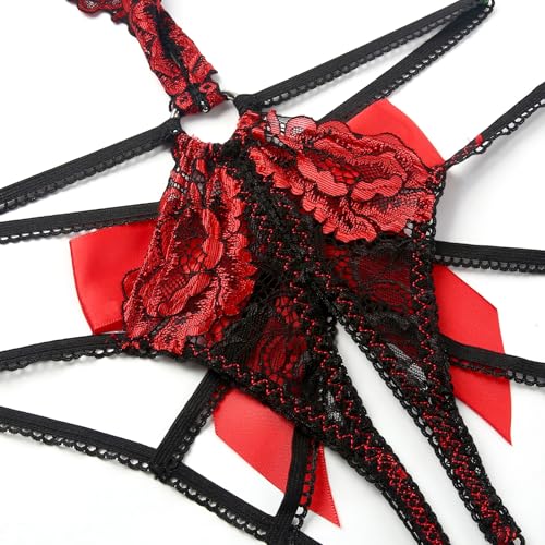 Image of Donnalla Women's Deep V Lace Teddy One Piece Lingerie Cutout Strappy Lingerie