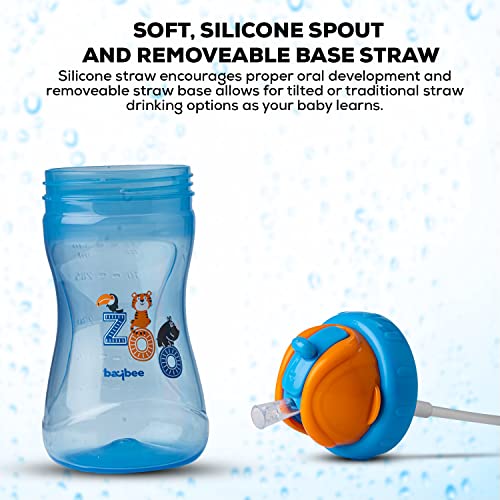 Baybee-Zoo-340ML-Sipper-Bottle-for-kids-Anti-Spill-Sippy-Bottle-with-Soft-Silicone-Straw-BPA-Free-Sippy-Cup-Baby-Bottle-Sipper-sipper-bottle-for-kids-Infants-Toddlers-6-Months-to-3-Years-Blue