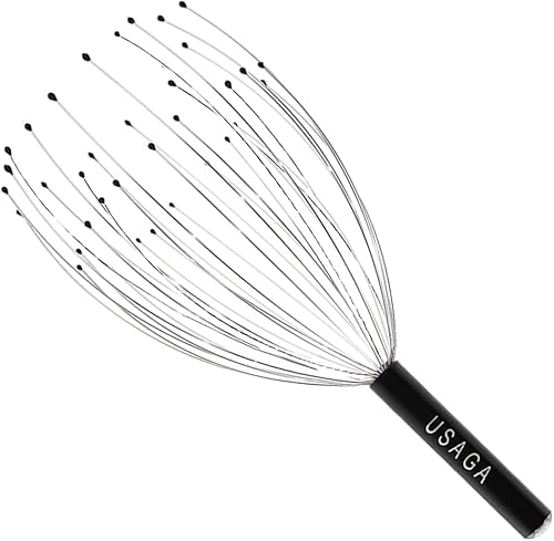 Miniatura 9 de USAGA Masajeador de cabeza con 36 dedos, masajeador de cuero cabelludo, rascador de cabeza, regalo ideal para aliviar la cabeza y el cuerpo (negro)