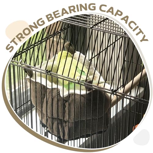 Image of QBLEEV Bird Nest House Winter Warm Bird Bed for Cage Hanging Bird Hammock Soft Plush Snuggle Hut Tent, Parrot Cage Accessories Birds Hideaway Sleeping Bed (Yellow, Large)