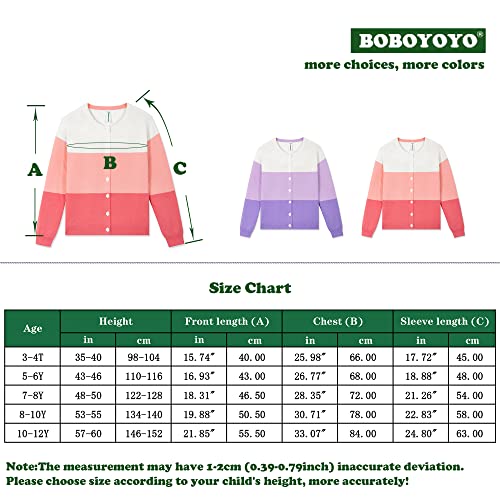 Boboyoyo Girls Cute Cardigan 100% Cotton Kids Striped Cardigan Sweater Button Up Rainbow Knit Cardigan Children For 5-12 Y #TOP5