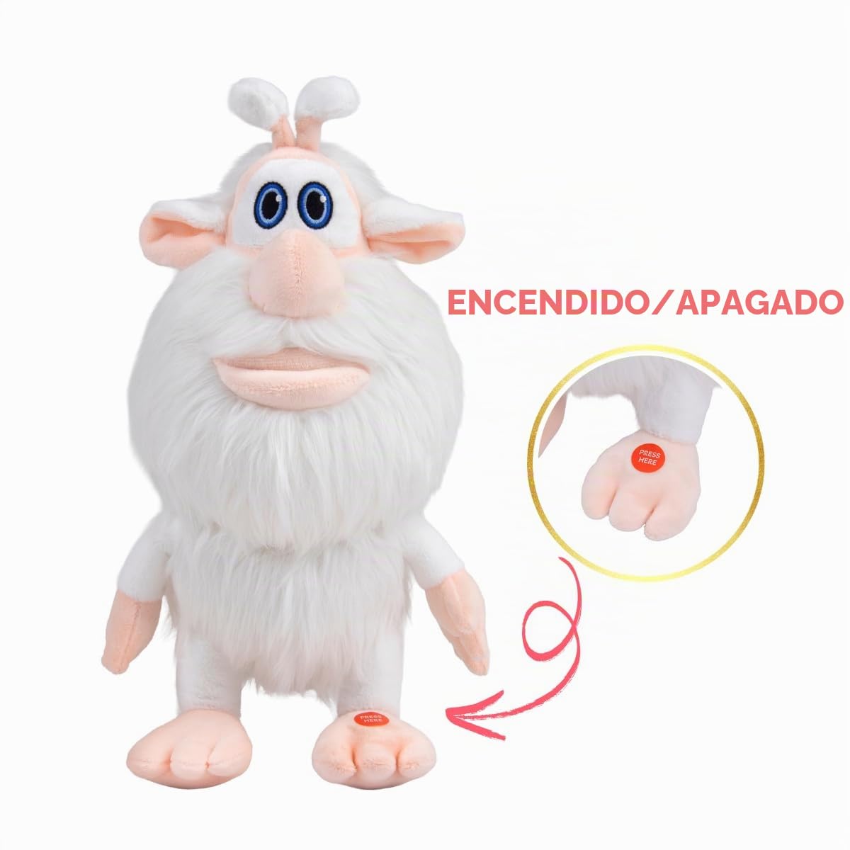 Booba Juguete de peluche parlante, 34 cm, peluche interactivo con licencia oficial, animal de peluche suave y tierno, repite lo que dices para los fanáticos de los niños