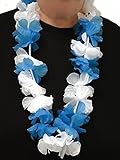 12x Blumenkette u 12x Blumenkette/Hawaiikette / Halskette - blau-weiß (Griechenland, Bayern, Oktoberfest) - Umfang zirka 100cm (1m)