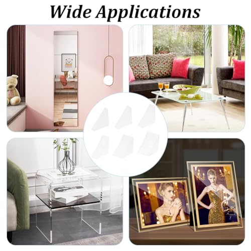 Image of BENECREAT 36Pcs 6 Sizes Triangle Protector Translucent Plastic Corner Guards Covers Proofing Edge Protector for Picture Frame Mirror Ceramic Glass Transparent Protection, White