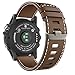 MoKo Cinturino Compatibile con Garmin Fenix 3/3 HR/5X/5X Plus/D2 Delta PX/D2 Bravo/Tactix Bravo/Descent Mk1/Quatix 3, 26mm Braccialetto di Ricambio in Pelle, Marrone