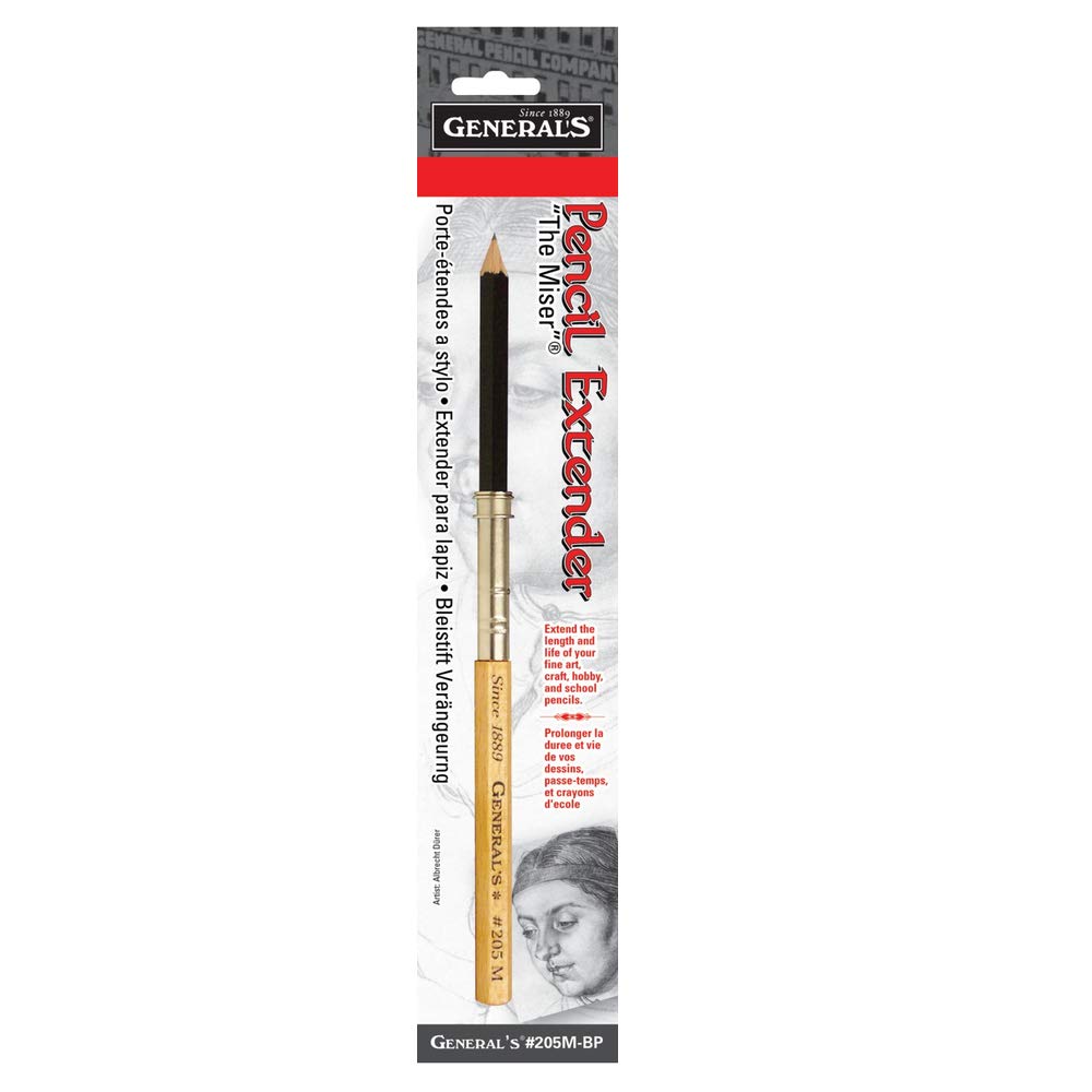 General Pencil The Miser Pencil Extender With Soft Drawing Pencil, Acrylic, Multicoloured, 3-Piece