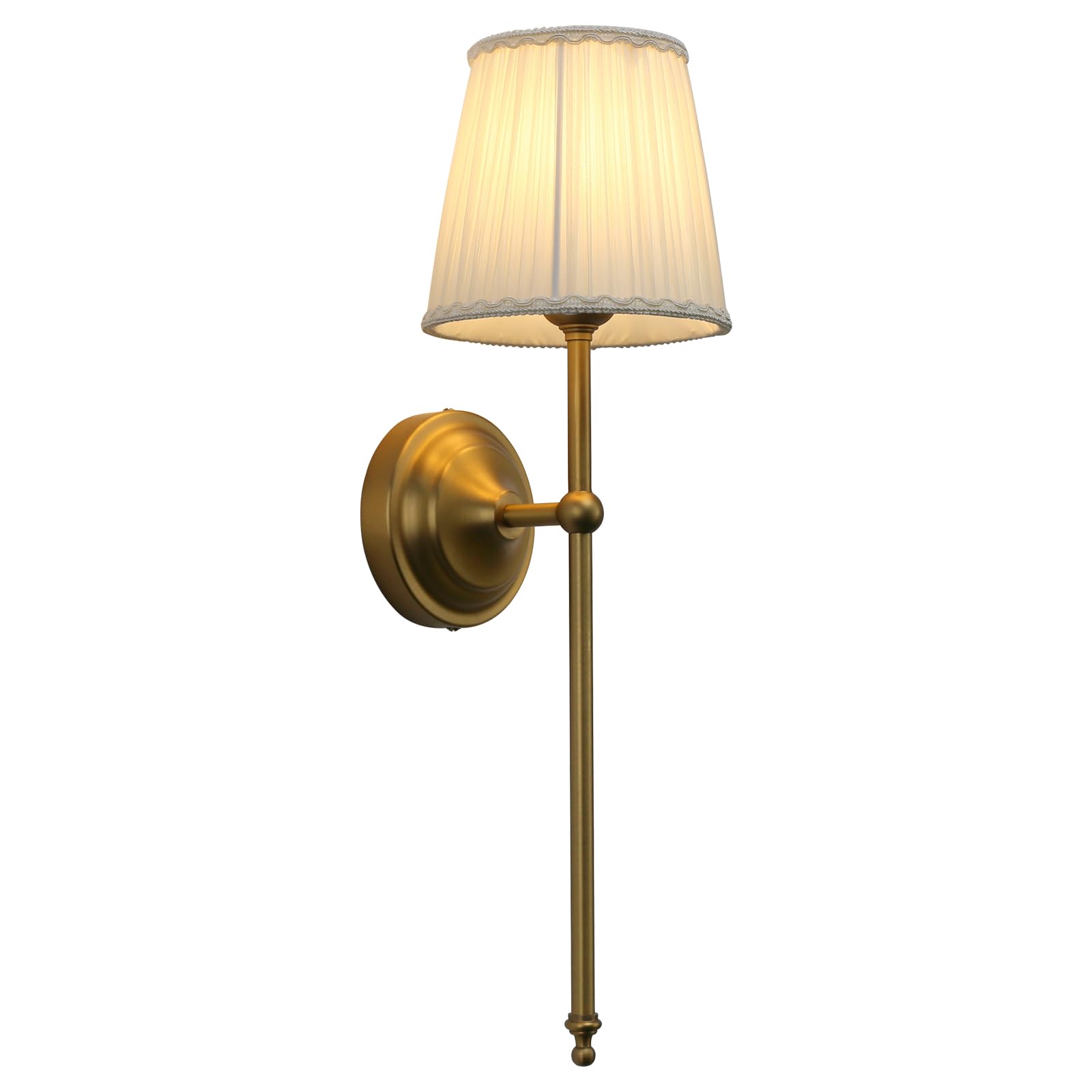 Wall Sconce Lighting Pleated Beige White Gauze Fabric Boho Decor Industrial Vintage Bedside Nightstand Light Wall Mounted Lamp