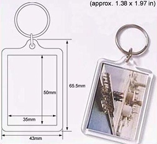 100 Pcs of Blank Clear Acrylic Keyring 35x50mm Photo Insert Craft Keychain 92033