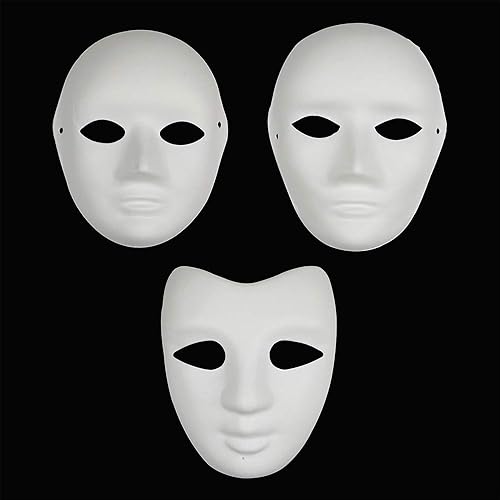 Miniatura 5 de 12 máscaras de papel maché de papel blanco, máscaras de cara completa, máscara pintable en blanco, disfraz para Mardi Gras, cosplay, baile de