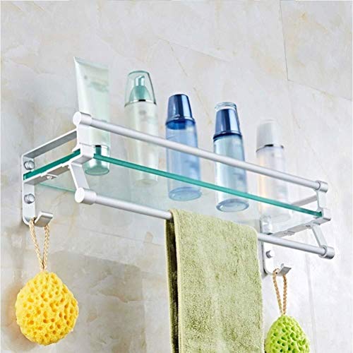 Preisvergleich Produktbild AINIYF Badezimmer Regal Handtuchhalter mit Haken, Faltbarer Regal und Wäscheständer Edelstahl Rostfrei Edelstahl Wand befestigten Bad Lagerung 15.7~23.6 Zoll (Size : 60cm)