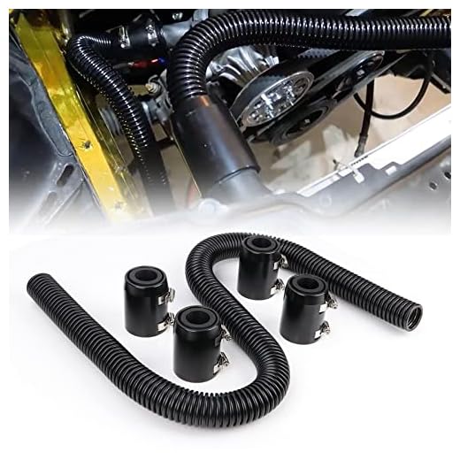 iRKY 48" Flexible Radiator Hose Stainless Steel Universal Water Hoses Adapter Coolant Radiator Hose Kit With 4Pcs Chrome Caps (8 Clamps, Black)