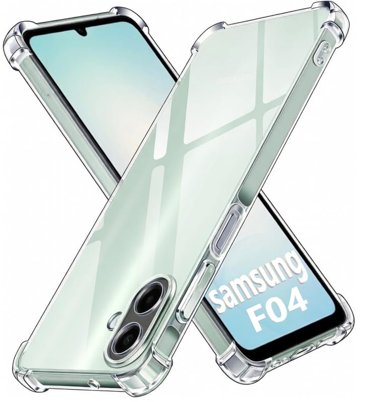 Image of Lustree Back Cover Transparent Case Compatible with Samsung Galaxy F04 | Clear + TPU Case with 4 Corner Air Cushion Protection & Camera Protection | Slim& Stylus Cover