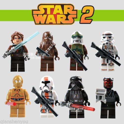 8 Sets Star Wars Series 2 Minifigures Toys in Plastice Bags