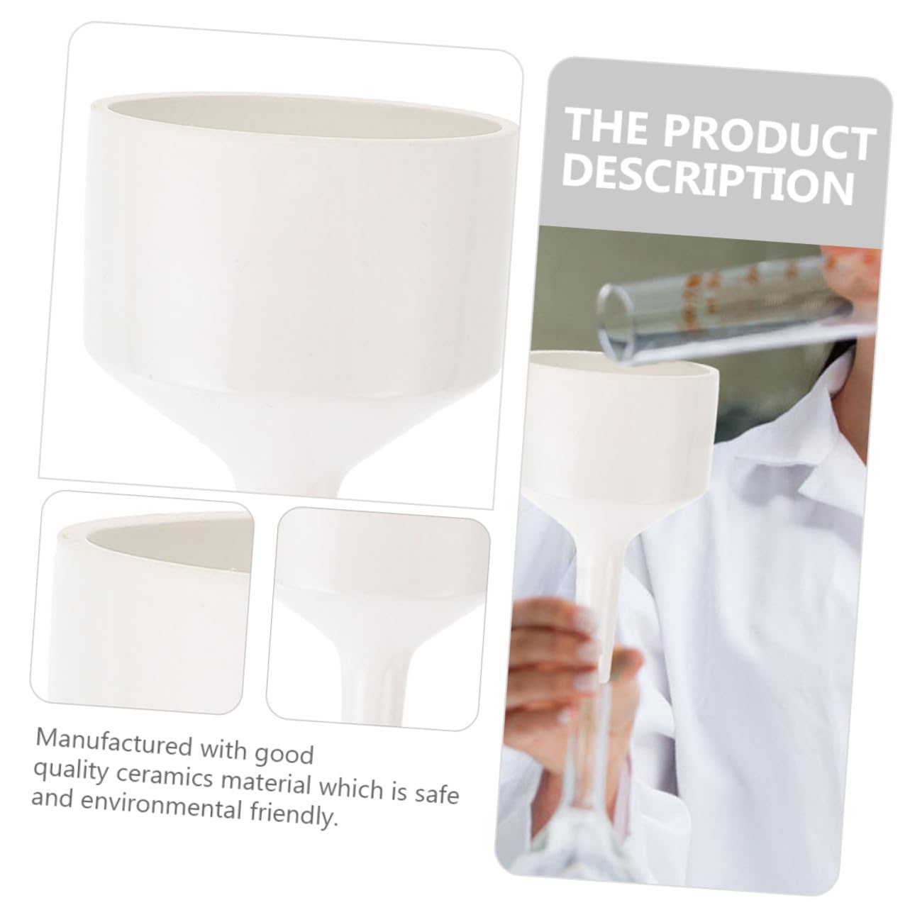 MAGICLULU Embudo Buchner y Pulido para Laboratorio de Cerámica Blanco Ecológico y Filtración Precisa Adecuado para Experimentos Científicos