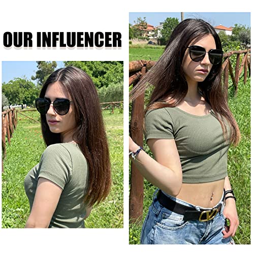 DUCO Cat Eye Sunglasses for Women Retro Polarized Womens Sun Glasses 90s Vintage Shades UV Protection DC12223